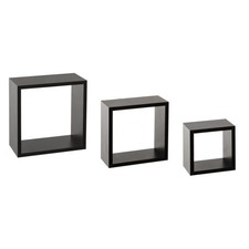 Lot de 3 Étagères Murales "Cube" 25cm Noir