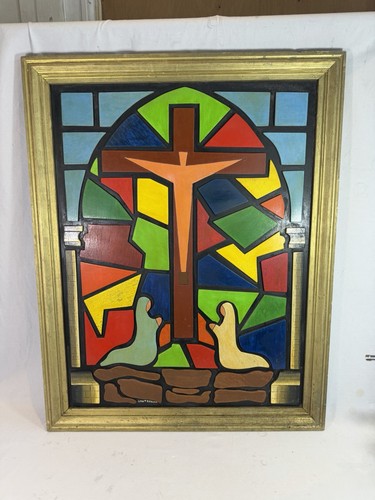 Tableau crucifixion bois - tableau,