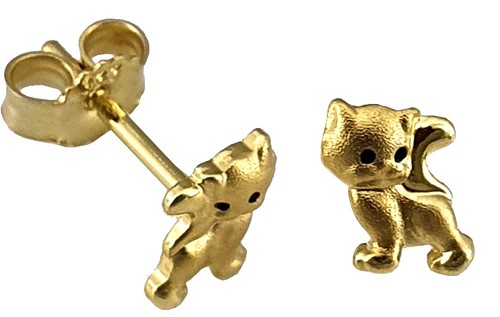 Boucles oreilles chat 333 - or,