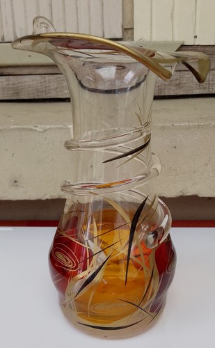 Vase soufflé bouche peint - vase,