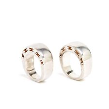 Hermès 2 bagues Argent Clarté T48 Silver Sterling Clarte Ring x 2 US4.5 Hermes