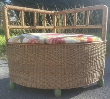 Banc Coffre d Angle Napoléon III XIXeme Rotin Jardin d Hiver Vintage Art Nouveau