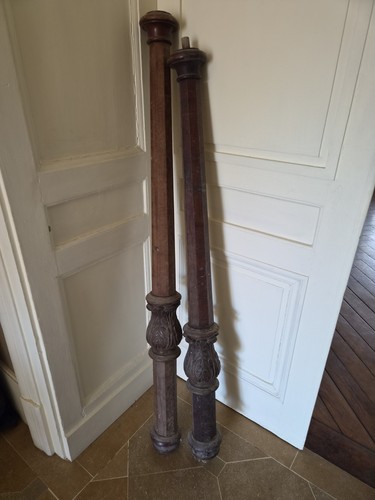 Paire colonne xixe bois - xixe,