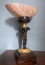 COUPE VIDE POCHE BRONZE CISELÉ DORÉ & PATINÉ & COQUILLAGE NACRE ÉPOQUE CHARLES X