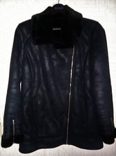 Blouson noir aspect croûte de cuir retourné 46