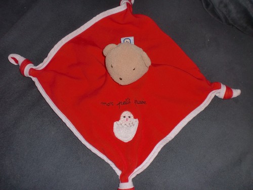 Doudou plat ours rouge - ours,