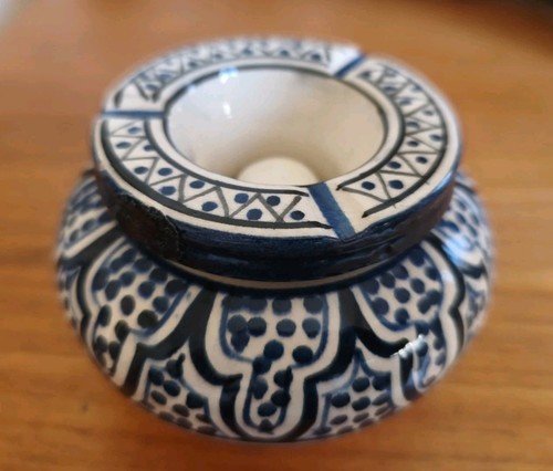 Cendrier marocain bleu blanc - cendrier,