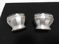 PAIRE DE SALERONS EN MÉTAL ARGENTÉ AVEC  VERRINES GODETS cuisine ART DE TABLE