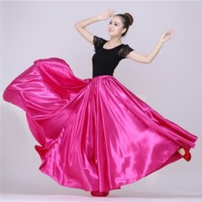 Satin Femmes Latin Danse Jupe Flamenco Espagnol Volant Moderne Bal Déguisement