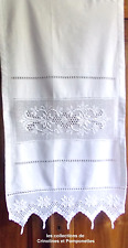 BRISE BISE  RIDEAU BRODE MAIN  ET  CROCHET ARTISANAL BLANC  50X 110  STELLIOS