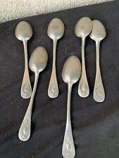 Ensemble de 6 Cuillères Anciennes en Étain Art Nouveau