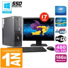 PC Fujitsu Esprimo E500 E85+ SFF I7-2600 16Go Disque 480Go SSD Wifi W7 Ecran 27"