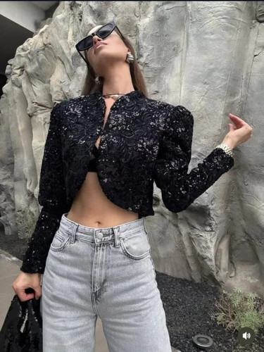 Zara veste court - zara, pailletée