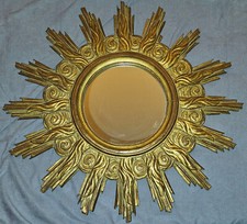 Miroir soleil vintage en bois