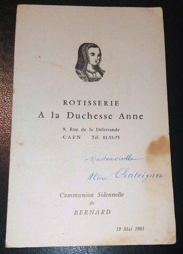 Menu rôtisserie duchesse - menu,