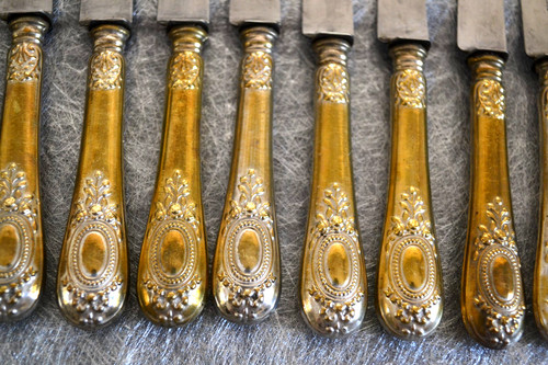 Couteaux argent dorés - 12,