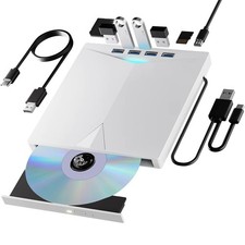 Lecteur et Graveur DVD/CD-ROM Externe USB 3.0 et Type-C avec prise multi lecteur