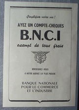Publicité BNCI BANQUE  advert 1960