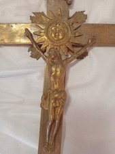 Superbe croix de procession catholique en bronze doré et argenté, datant du XIXᵉ