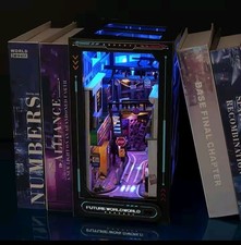 Maison poupée LED Cyberpunk 3D, Puzzle bois, Maquette déco DIY cadeau étagère 