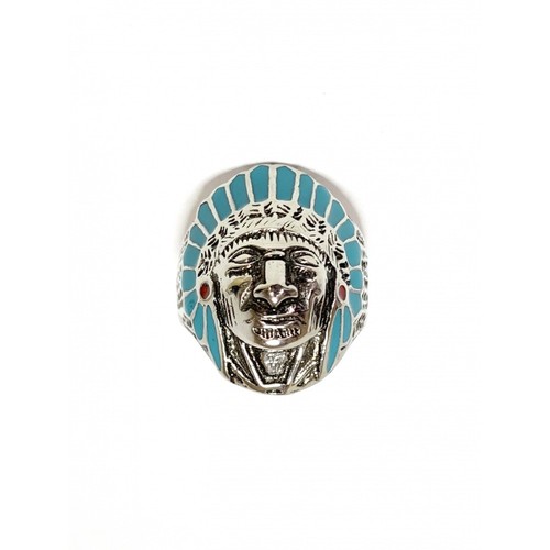 Bague tête indien acier - bague, en