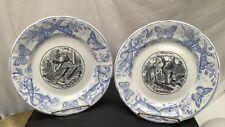 2assiettes Parlantes anciennes  faïence deLongwy Les mois de L'année,occasion,G