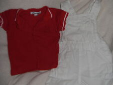 ENSEMBLE ETE GARCON SALOPETTE BLANCHE + POLO ROUGE   3 MOIS IDEE CADEAU !
