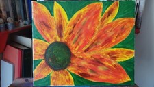 tableau acrylique sur toile intitulé ' gros tournesol'