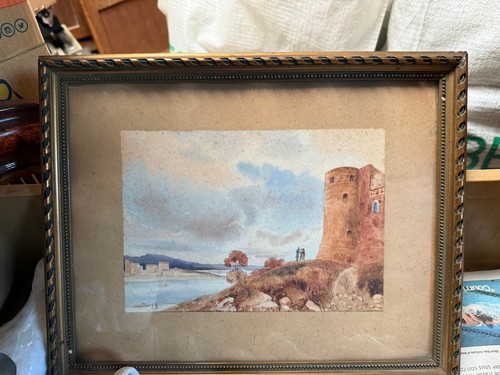 Ancienne aquarelle bord mer - ancienne,