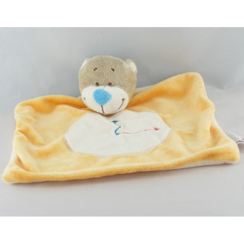 Doudou plat ours gris - , orange