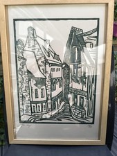 Estampe originale , signée Marc Laury et numérotée " Ruelle de village "