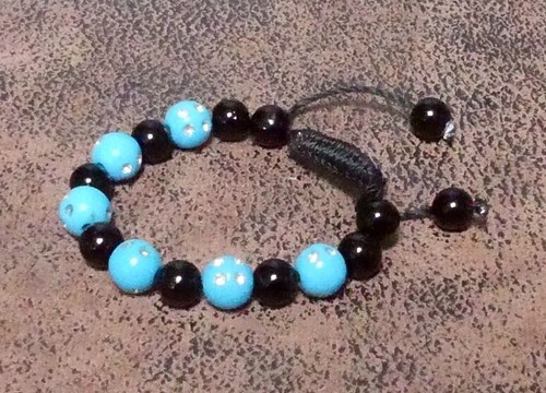 Bracelet tissu perles - tissu,,