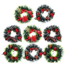  Couronne de Noël miniature pour maison de poupée, 8 pièces, guirlande de Noël