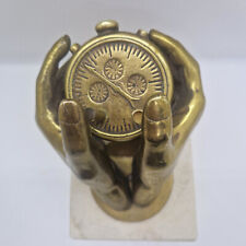 Dlg Yves Lohé - Sculpture bronze mains et chronomètre - course automobiles rétro