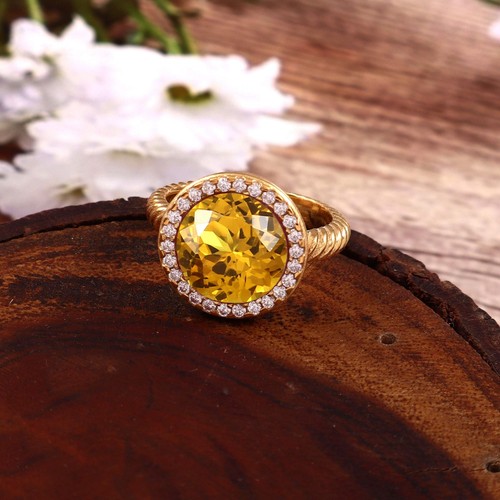 Bague halo saphir jaune 11mm - bague,