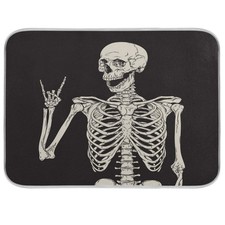 ATTX Black Background Skeleton Dish Drying Mat for Kitchen, Easy Clean Dishwashe