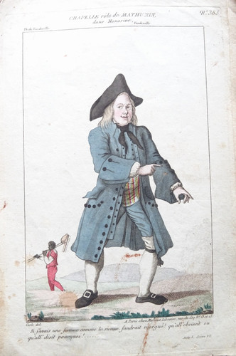 Gravure couleur costume homme - gravure,