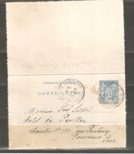 lot  5970  --  CARTE LETTRE SAGE 15c  PARIS R. DES SAINTS PERES
