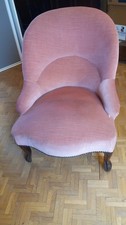 Fauteuil crapaud à bosse, avec clous tapissiers, classique, rose