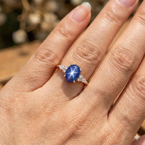 Bague saphir étoile - , bleue