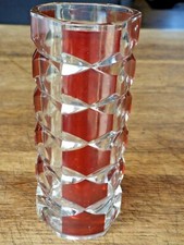 vase cristal ou verre motifs géométrique rouge vintage collection
