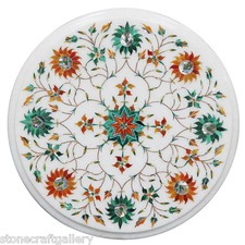 12 " Marbre Côté Table Unique Pietra Dura Main Incrustation Art Décor Maison