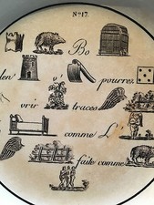 Assiette Creil ? Choisy? Rebus Début XIX ème Rare numero 17