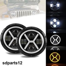 2 Phares Avant LED Rond 60W 7" Feu de Route Croisement Diurne DRL X Moto 4x4 VTT