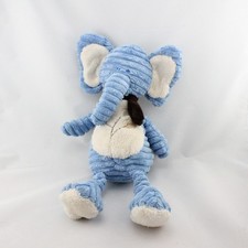 Doudou éléphant bleu blanc feuilles BENGY - 19485