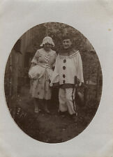 PHOTO ANCIENNE - VINTAGE SNAPSHOT - DÉGUISEMENT PIERROT MANDOLINE MUSIQUE DRÔLE
