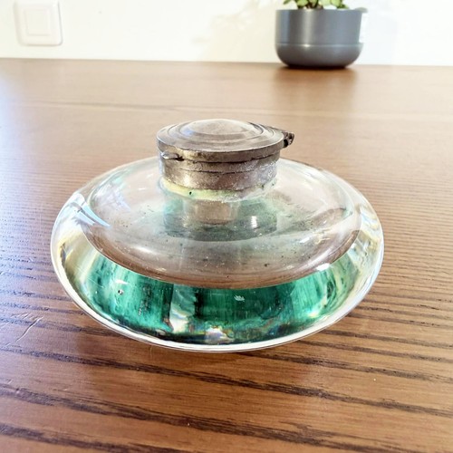 Encrier verre moulé 1890