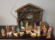 ANCIENNE ETABLE VIDE POUR CRECHE DEVINEAU  - TAILLE 3,5C - 25 cm + 22 SANTONS T3