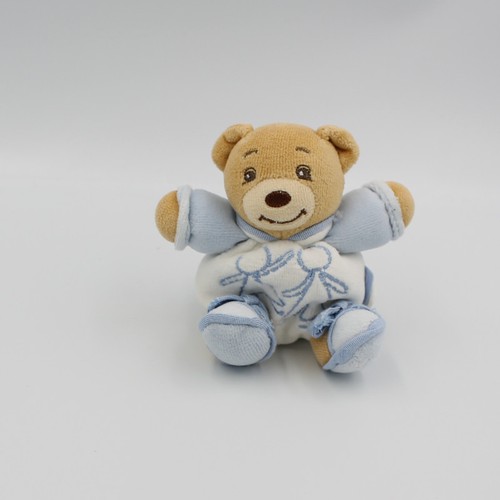 Mini doudou ours blanc bleu - mini,