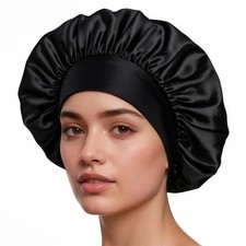 Noir Bonnet Satin Cheveux Nuit